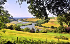 Farmland with river running through