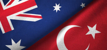 Turkey and Australia flag together relations textile cloth fabric texture