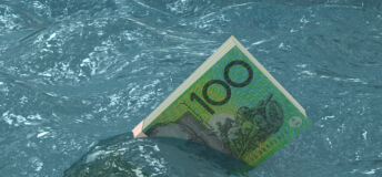 Australian money falling finance crisis sinking sea water