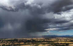 Storm and heavy rain over farmland near Glenrowan