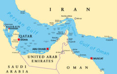 Image of a map of the Strait of Hormuz.