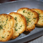Close up Sliced garlic and butter bread toast