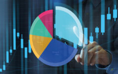 Image of a person pointing at a pie chart.