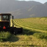 A photo of a tractor in a field