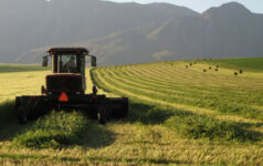 A photo of a tractor in a field