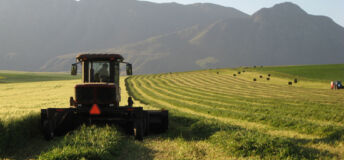 A photo of a tractor in a field